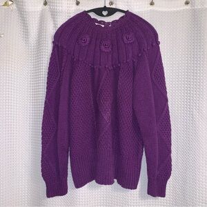 R.G.A Vintage Purple Cottagecore Embroidered Sweater. L